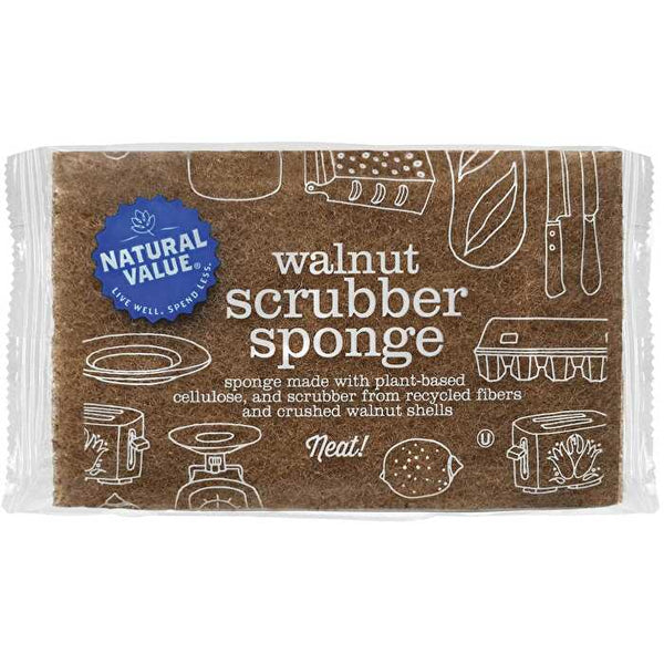 Natural Value Walnut Scrubber Sponge