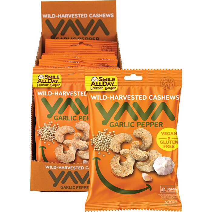 Yava Wild-Harvested Cashews Garlic Pepper 10x35g