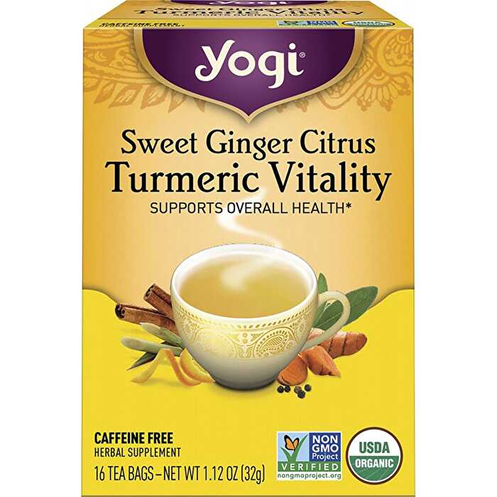 Yogi Tea Herbal Tea Bags Sweet Ginger Citrus Turmeric Vitality 16pk