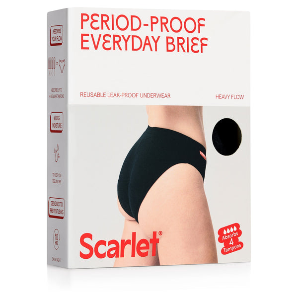 Scarlet Period-Proof Everday Brief Moderate to Heavy Black XXL