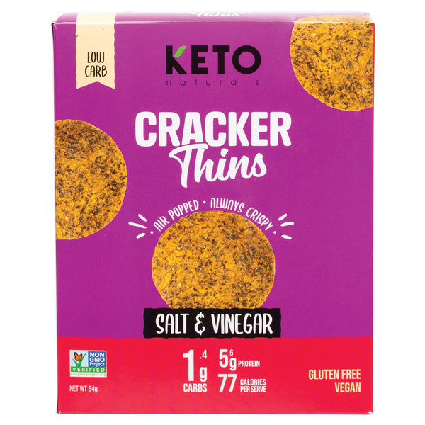 KETO Naturals Cracker Thins Salt & Vinegar 64g
