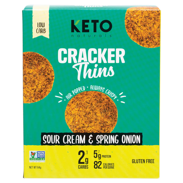 KETO Naturals Cracker Thins Sour Cream & Spring Onion 64g