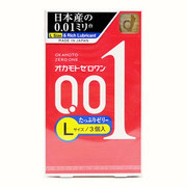 Okamoto Okamoto 0.01 Plenty of Jelly Condom 3pcs L Size  Fixed Size