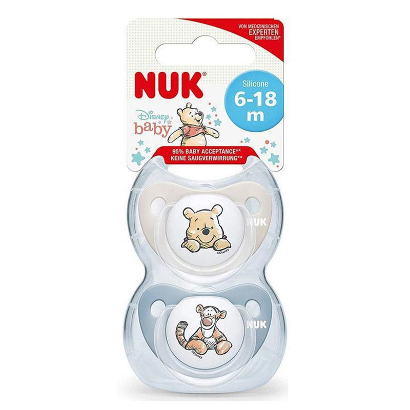 Nuk NUK Disney Winnie the Pooh Silicone Soother 6-18M TWIN PACK  Fixed Size
