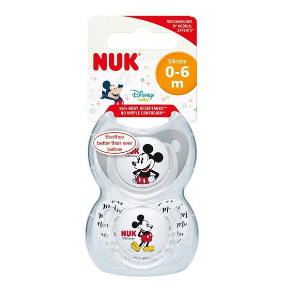 Nuk NUK Mickey Silicone Soother 0-6M TWIN PACK  Fixed Size