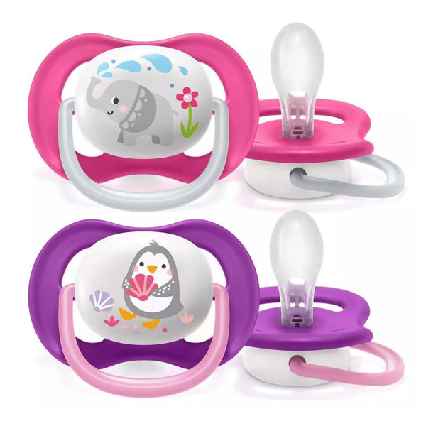 Philips avent PHILIPS AVENT Ultra air Animals Pacifiers Girl 6-18M (Pack of 2)Made in the Netherlands  Fixed Size