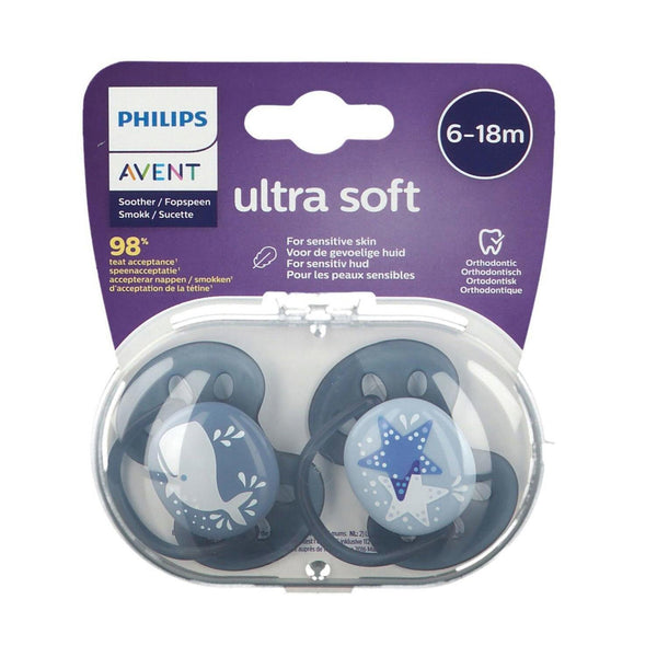Philips avent Philips Avent ultra soft Pacifier (Boy)(6-18M)(Pack of 2)Made in the Netherlands  Fixed Size