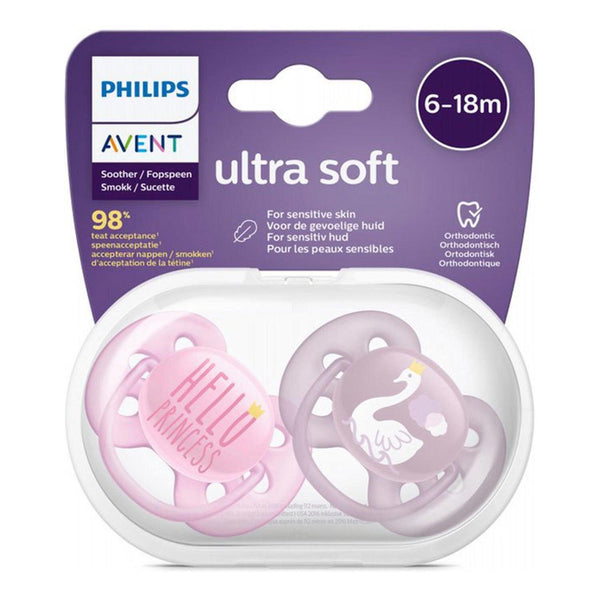Philips avent Philips Avent ultra soft Pacifier (Girl)(6-18M)(Pack of 2)Made in the Netherlands  Fixed Size