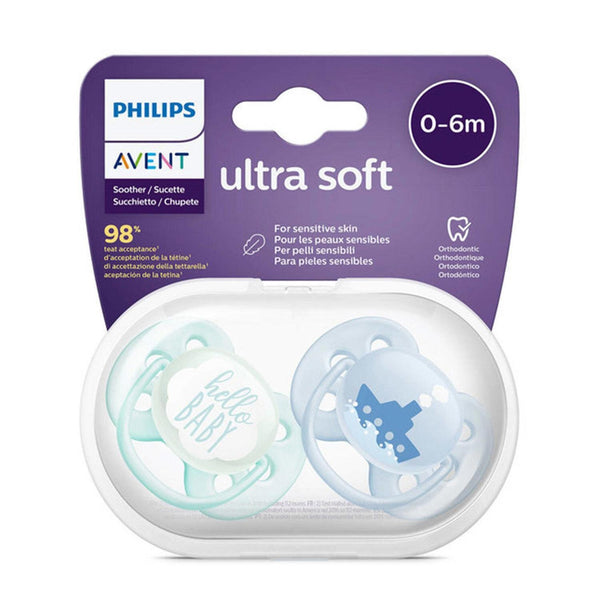 Philips avent Philips Avent ultra soft Pacifier (Boy)(0-6M)(Pack of 2)Made in the Netherlands  Fixed Size