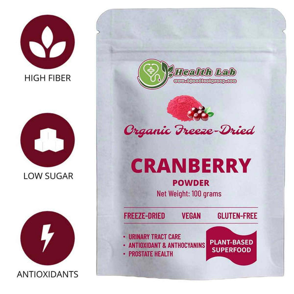 Health Lab SUPERFOOD - Organic Cranberry Powder (Wild Cranberry Cold Pressed) Urinary Tract Care & Antioxidant  Fixed Size