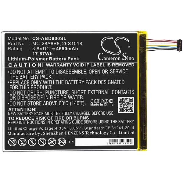 Amazon CS-ABD800SL - replacement battery for Amazon  Fixed size