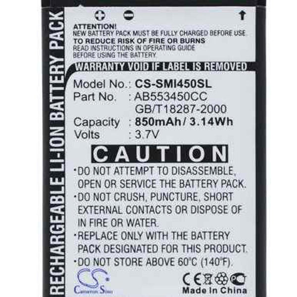 Samsung CS-SMI450SL - replacement battery for SAMSUNG  Fixed size