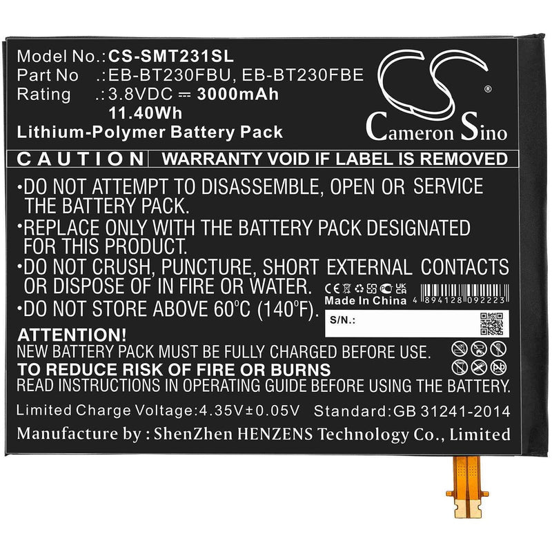 Samsung CS-SMT231SL - replacement battery for SAMSUNG  Fixed size