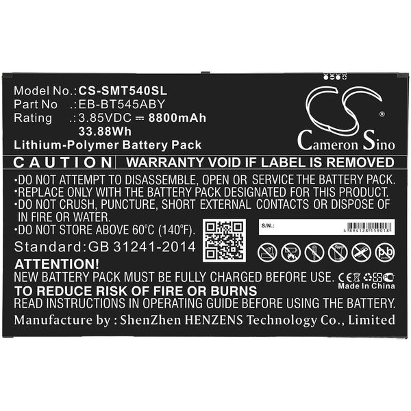 Samsung CS-SMT540SL - replacement battery for SAMSUNG  Fixed size