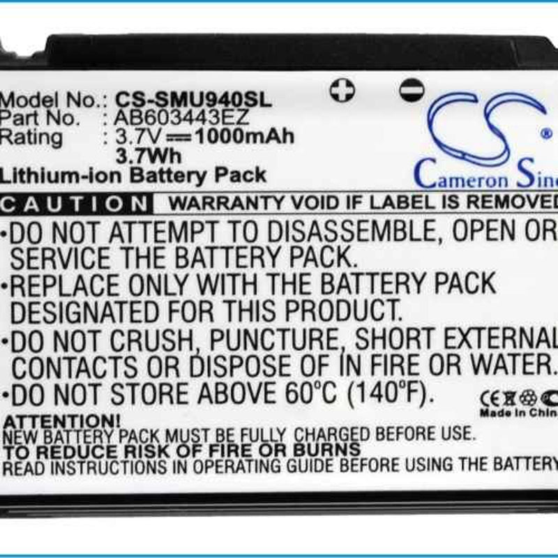 Samsung CS-SMU940SL - replacement battery for SAMSUNG  Fixed size