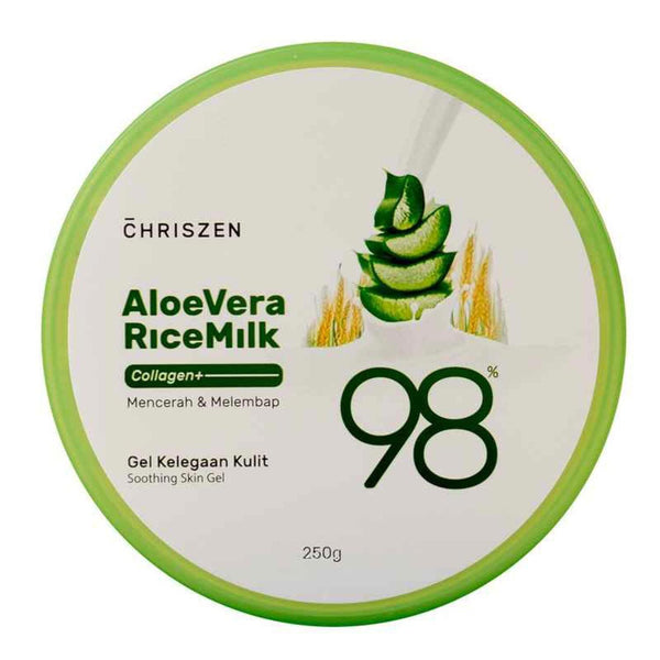 Chriszen 98% Aloe Vera Rice Milk Collagen Soothing Skin Gel 250ml  250g
