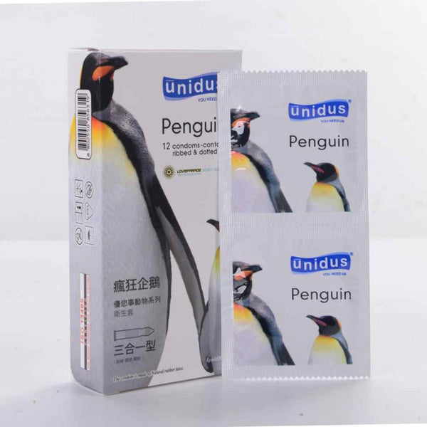 Unidus Korean Condom Penguin contour ribbed & dotted type 12pcs  Fixed Size