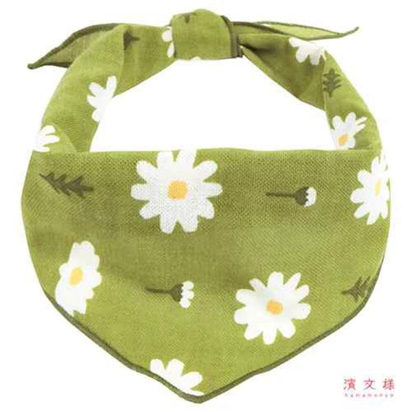 TAKTAK KITCHEN Made in Japan Pure Cotton Green Flower Cat & Dog Pet Scarf  Fixed Size