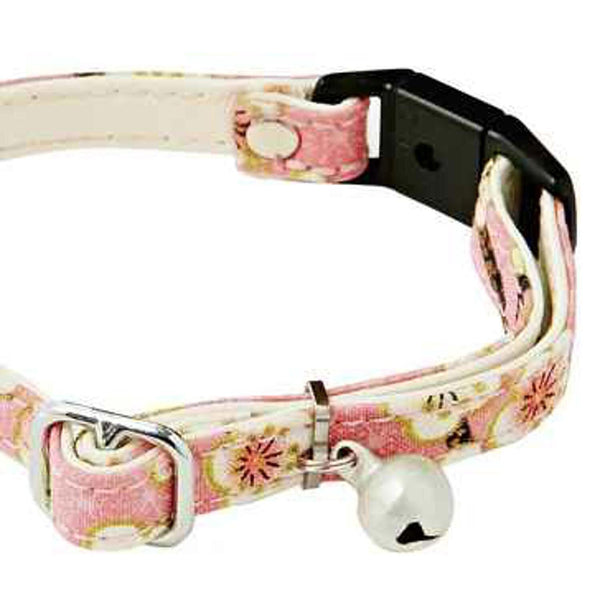 TAKTAK KITCHEN Japanese-Made Dog & Cat Collar Pink Plum Temari Safety Buckle Pet Collar  Fixed Size