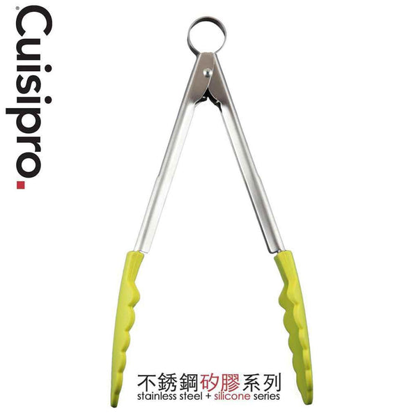 Cuisipro Silicone Stainless Steel Locking Tongs 9.5" - Apple Green  Fixed Size