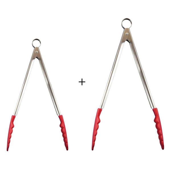 Cuisipro Silicone Locking Tongs Red Color Combo Set (Small & Large)  Fixed Size