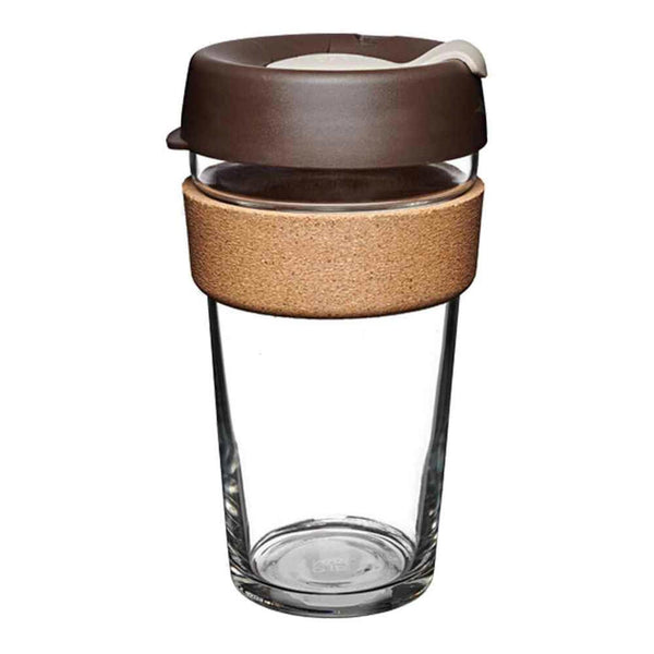 KeepCup Brew Cork Tempered Glass Cup L/16oz/454ml - Almond  Fixed Size