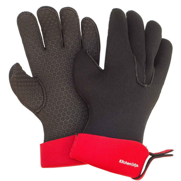 KitchenGrips KitchenGrips FLXaPrene Chef's Gloves - Red & Black  Fixed Size