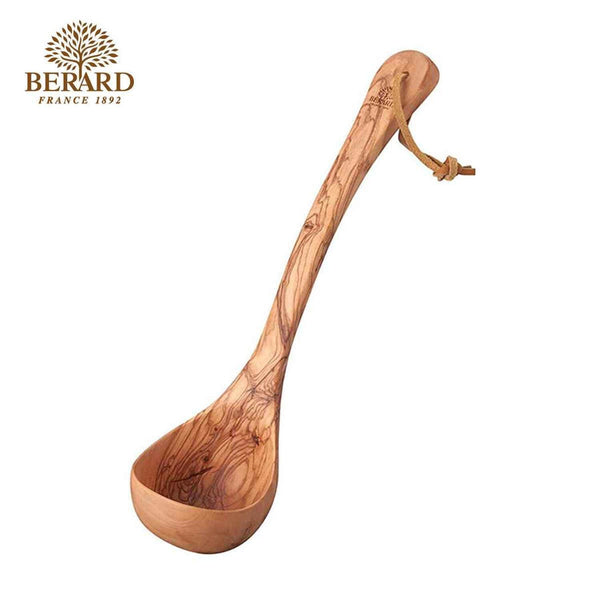Berard Olive Wood Ladle with Leather Strap 14"  Fixed Size