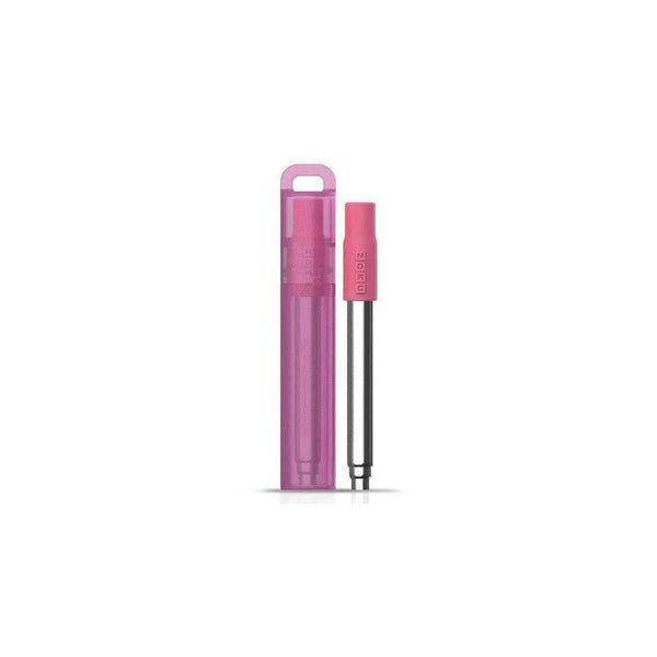 ZOKU Stainless Steel Reusable Pocket Straw  (Carrying Case & Cleaning Brush Included) - Berry Pink  Fixed Size