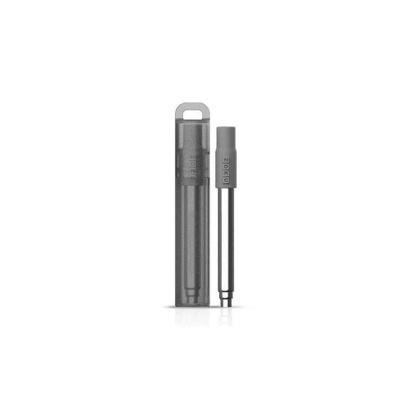 ZOKU Stainless Steel Reusable Pocket Straw  (Carrying Case & Cleaning Brush Included) - Charcoal  Fixed Size