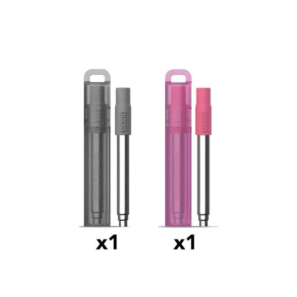 ZOKU Pocket Straw 2 Set Combo (Charcoal, Berry)  Fixed Size