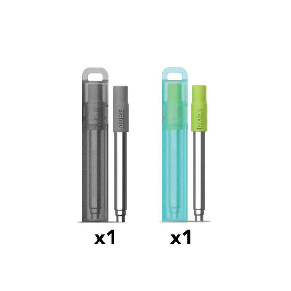 ZOKU Pocket Straw 2 Set Combo (Charcoal, Teal)  Fixed Size