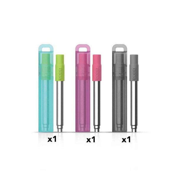 ZOKU Pocket Straw 3 Set Combo (Charcoal, Teal, Berry)  Fixed Size