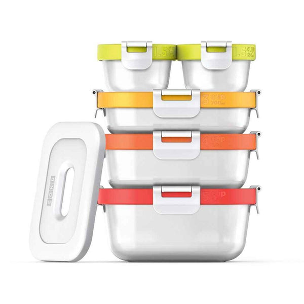 ZOKU Neat Stack Nesting Food Container Lunch Set (11pcs) - Microwave Safe  Fixed Size
