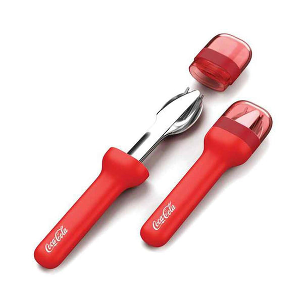 ZOKU Coca-Cola Stainless Steel Pocket Utensil Set (Includes Spoon, Fork, Knife)  Fixed Size
