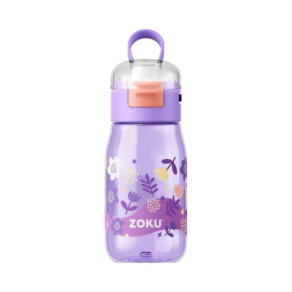 ZOKU Kids Flip Gulp Bottle 475ml - Purple Flowers  Fixed Size