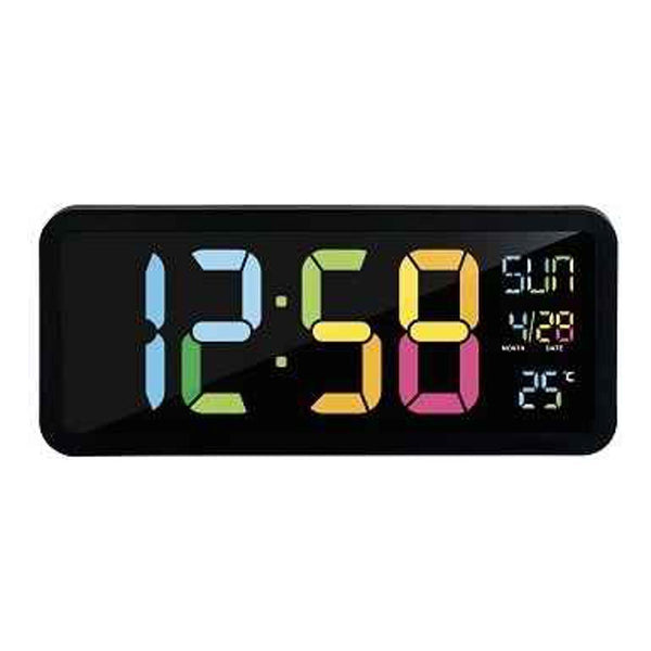 Nid Model E9871-C   Rainbow Color 4" LED Wall Clock with Calendar and Temperature  Fixed Size