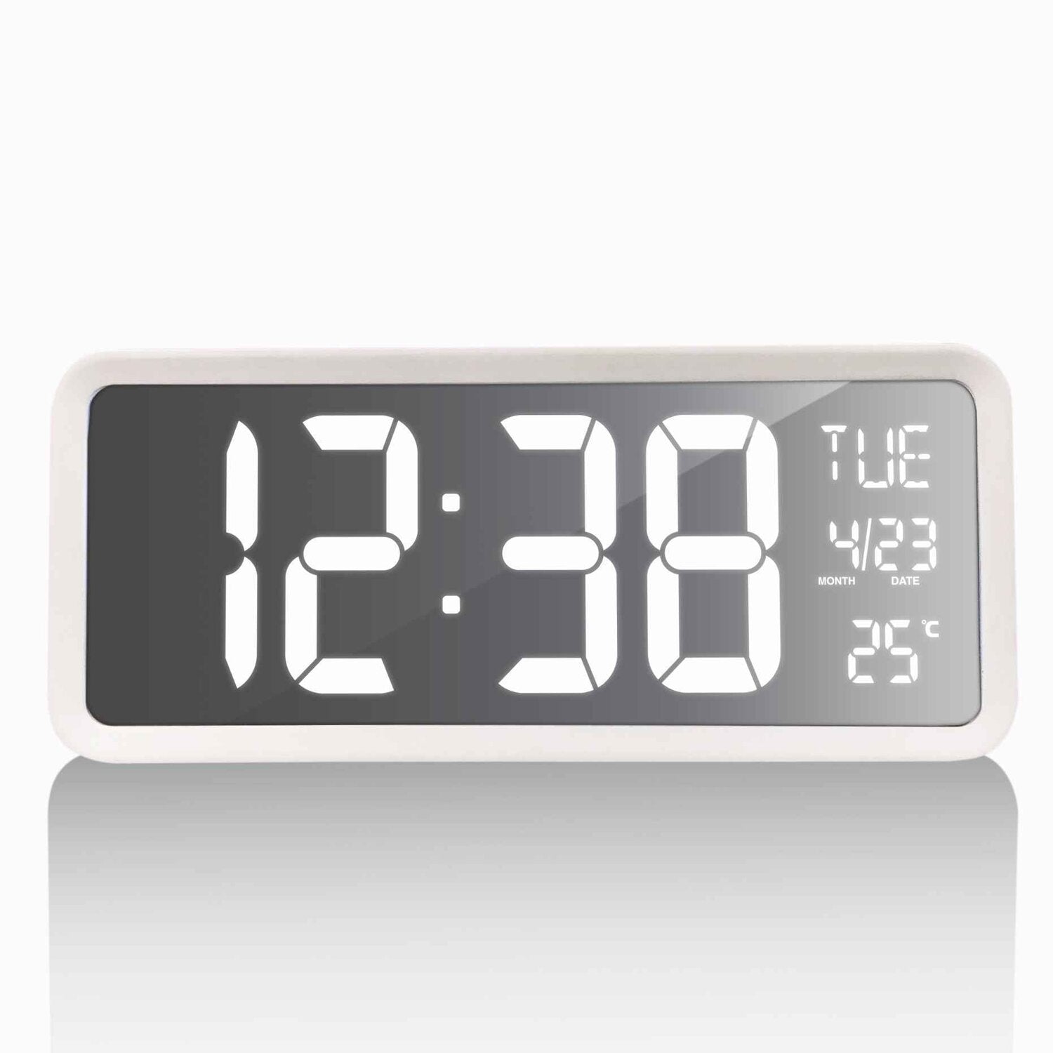 Nid Model E9871W 4" LED Wall Clock with Calendar and Temperature White