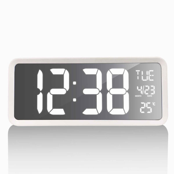 Nid Model E9871-W   4" LED Wall Clock with Calendar and Temperature  White