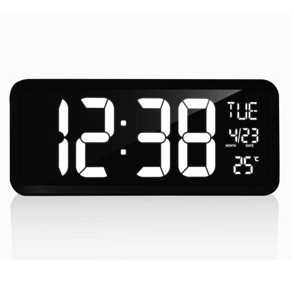 Nid Model E9871-B   4" LED Wall Clock with Calendar and Temperature  Black