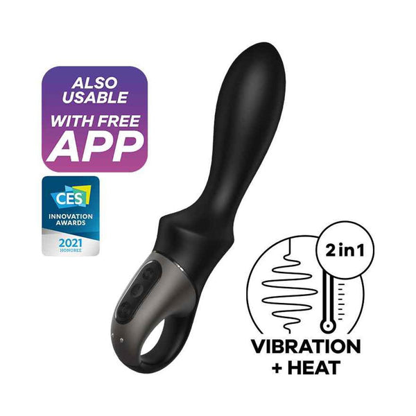 Satisfyer Heat Climax Warming Vibrator and G-Spot With App Control (Black)  Fixed Size