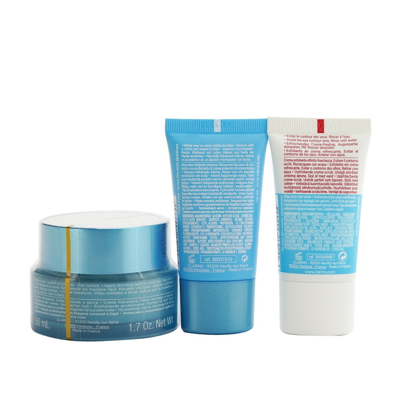 Clarins Hydration Essentials Gift Set: Hydra-Essentiel Silky Cream 50ml+ Fresh Scrub 15ml+ SOS Hydra Mask 15ml+ Pouch (Unboxed)  3pcs+1pouch