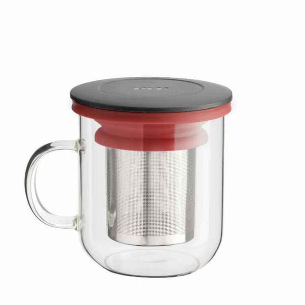 PO: Ming Infuser Glass Mug  Red - 350ml