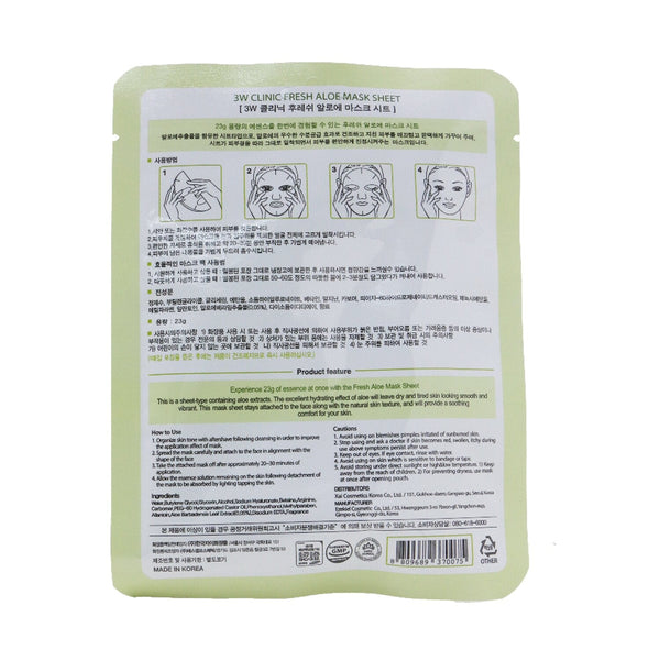 3W Clinic Mask Sheet - Fresh Aloe 