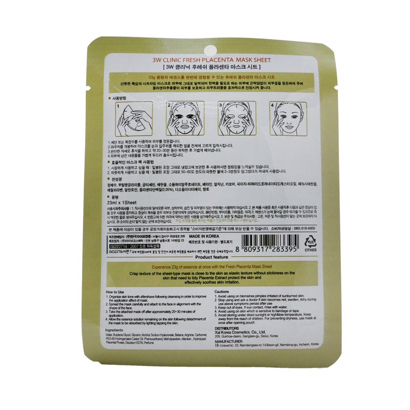 3W Clinic Mask Sheet - Fresh Placenta 