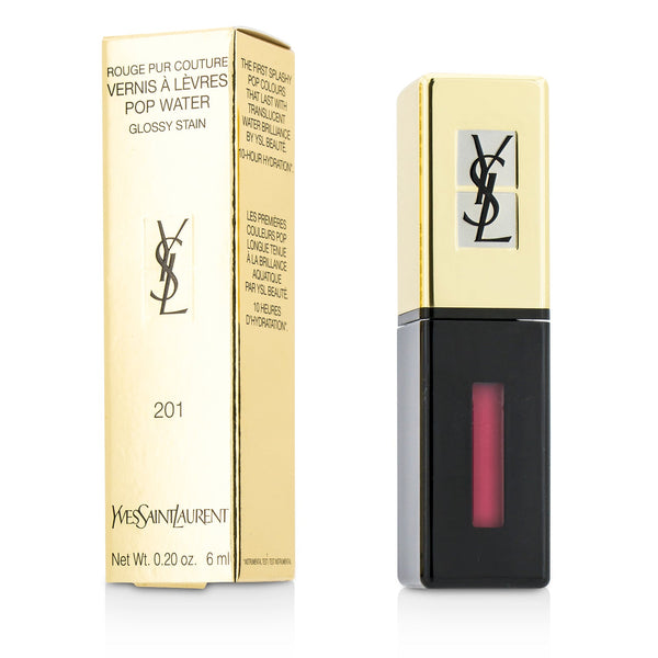 Yves Saint Laurent Rouge Pur Couture Vernis A Levres Pop Water Glossy Stain - #201 Dewy Red 