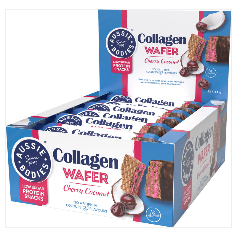 Aussie Bodies Collagen Wafer Cherry Coconut 34gx12