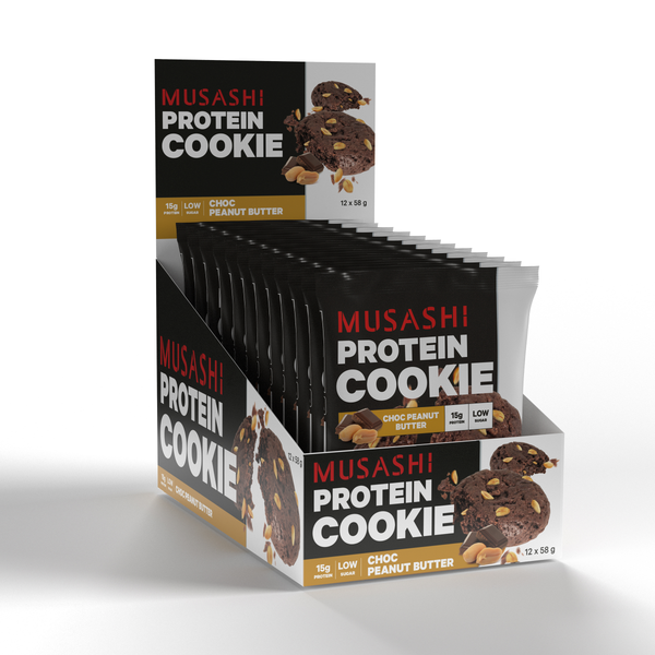 Musashi Protein Cookie Choc Peanut Butter 58g X 12