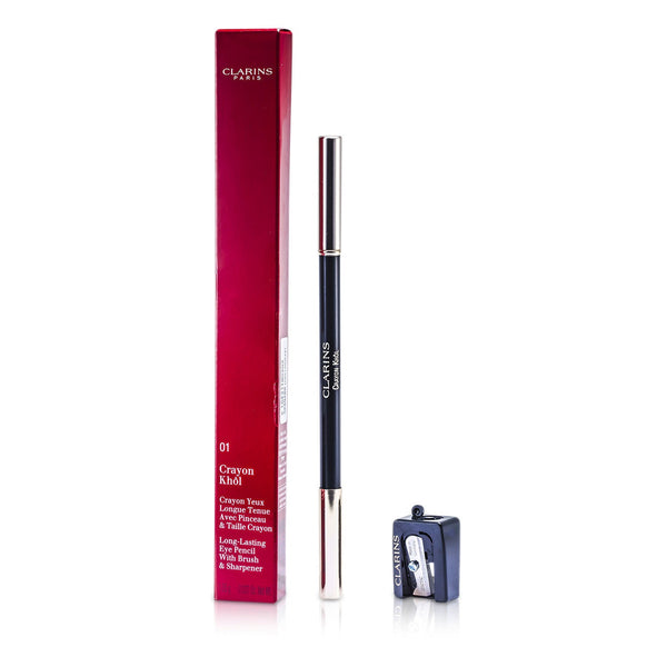 Clarins Long Lasting Eye Pencil with Brush - # 01 Carbon Black (With Sharpener)  1.05g/0.037oz