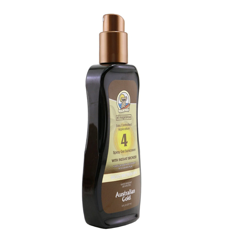 Australian Gold Spray Gel Sunscreen Broad Spectrum SPF 4 with Instant Bronzer 